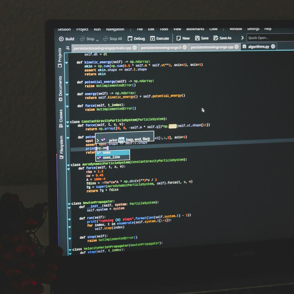 Software development code editor with colorful syntax highlighting