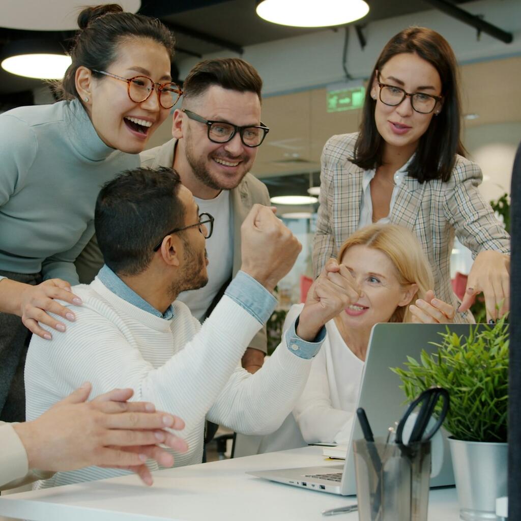 Team celebrating at a startup competition event