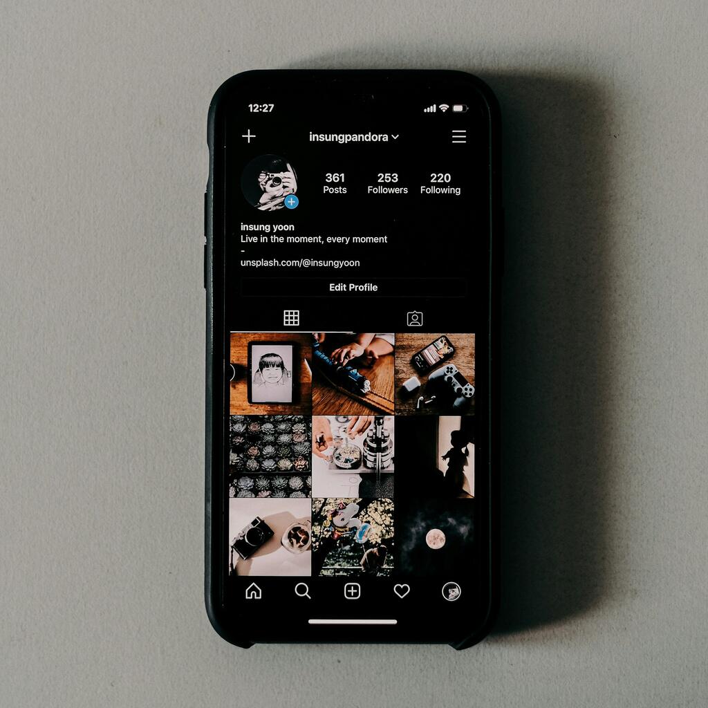 Instagram profile grid on smartphone representing social commerce and Facebook shop economy in Algeria