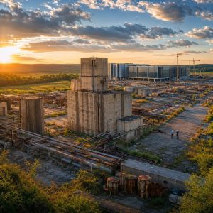 Former Cold War uranium enrichment facility transforming into an AI data center campus at Paducah Kentucky, symbolizing the Brookfield NextEra power-first infrastructure deal